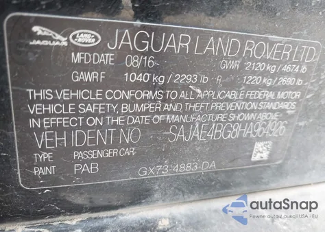 2017 Jaguar Xe 25T Prestige из США, поврежденный, VIN SAJAE4BG8HA964926